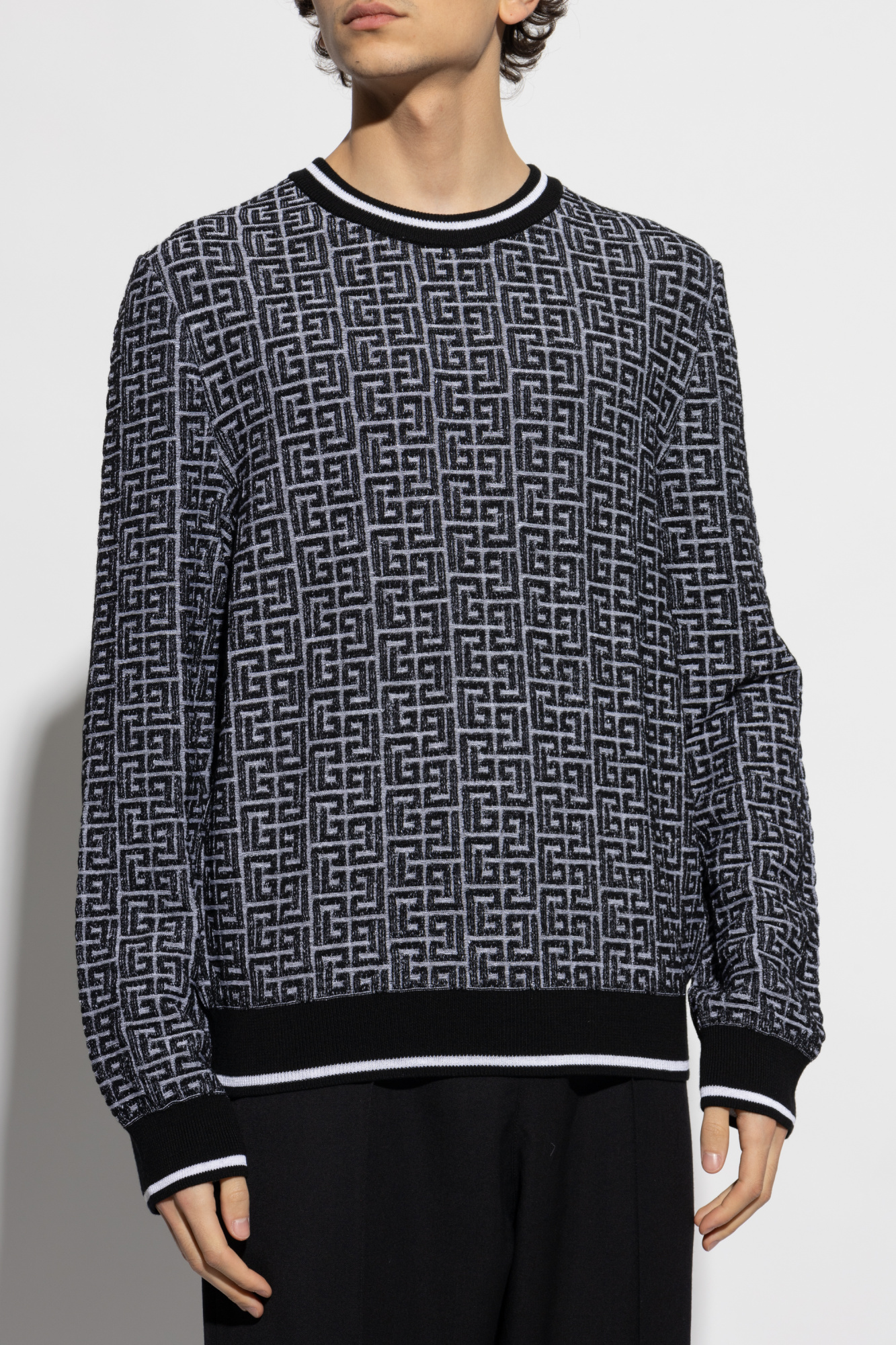 【送料&関税込】Balmain Monogrammed Jacquard Knit Sweater Balmain Sweater with Monogram | Men's Clothing | Vitkac